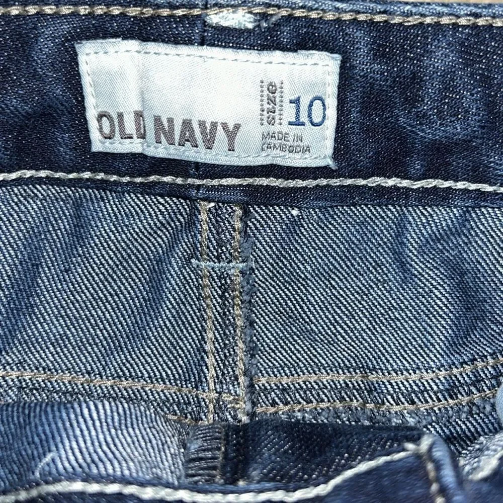 Old Navy Girls Mini Denim Frayed Hem Skirt(Size 10)